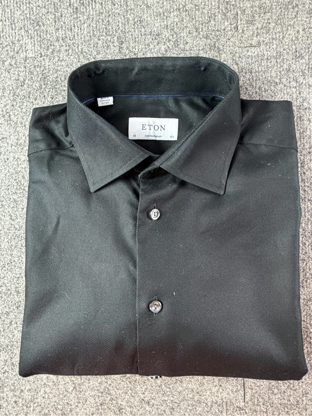 Eton Contemporary Mens 100% Cotton Long Sleeve Dress Shirt Size 42-16.5 Black